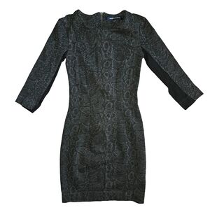 FRENCH CONNECTION SNAKE PRINT BODYCON MINI DRESS, SIZE US2 XS-SMALL